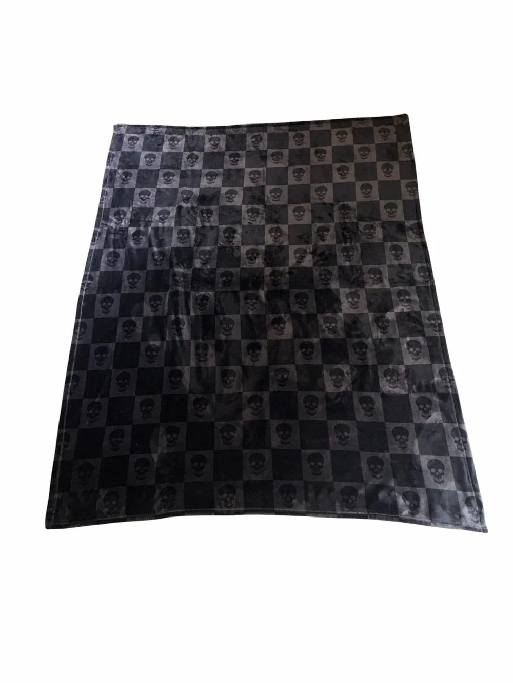 10/$25🦋 The Big One Black & Gray Skull Checkered Halloween Throw Blanket